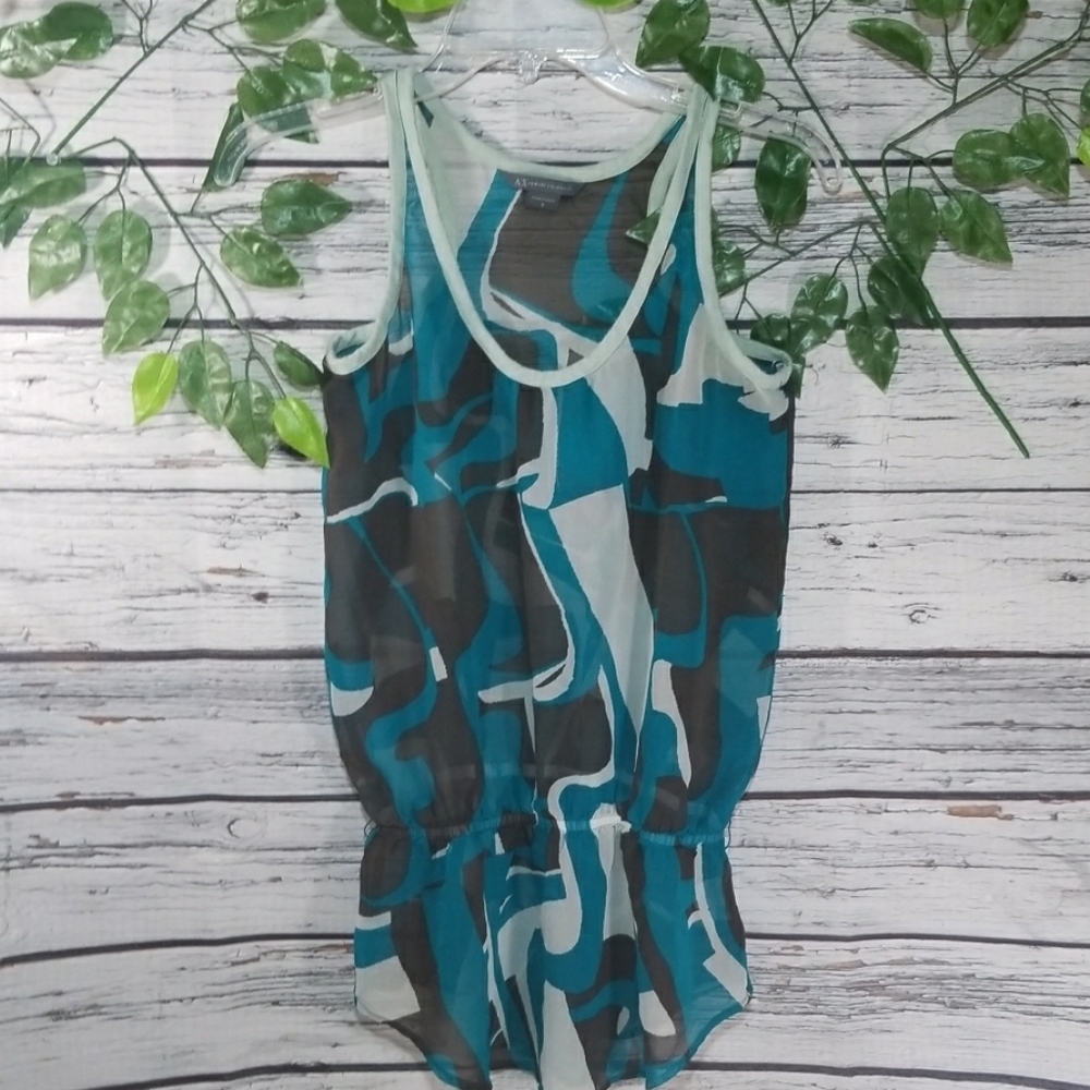 AX Armani Exchange sheer see thru sleeveless top S